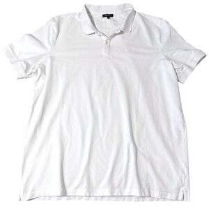 Quince Organic Cotton Polo Shirt Mens XL White Stretch Pique Short Sleeve